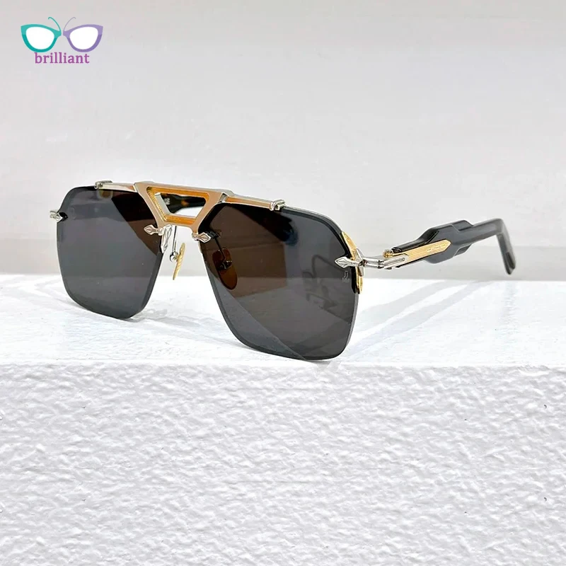 

High Quality Double Bridge Fashion Luxury Brand Women Square Titanium Alloy Sunglasses SILVERTON Men Outdoor UV400 Sun Glasses