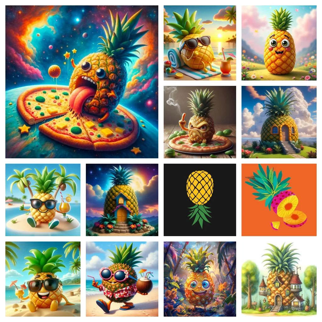 

Pineapple Pizza 5D Diamond Painting Fun Pineapple DIY Square Diamond Embroidery Home Decor Handicrafts Kids Handmade Toys