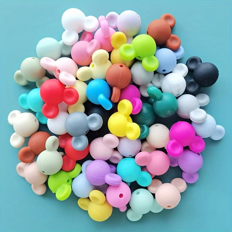 10Pcs Silicone Mouse Focal Beads DIY Beaded Pen For Jewelry Making Handmade Creative Keychain Bracelet Necklace Craft Supplies