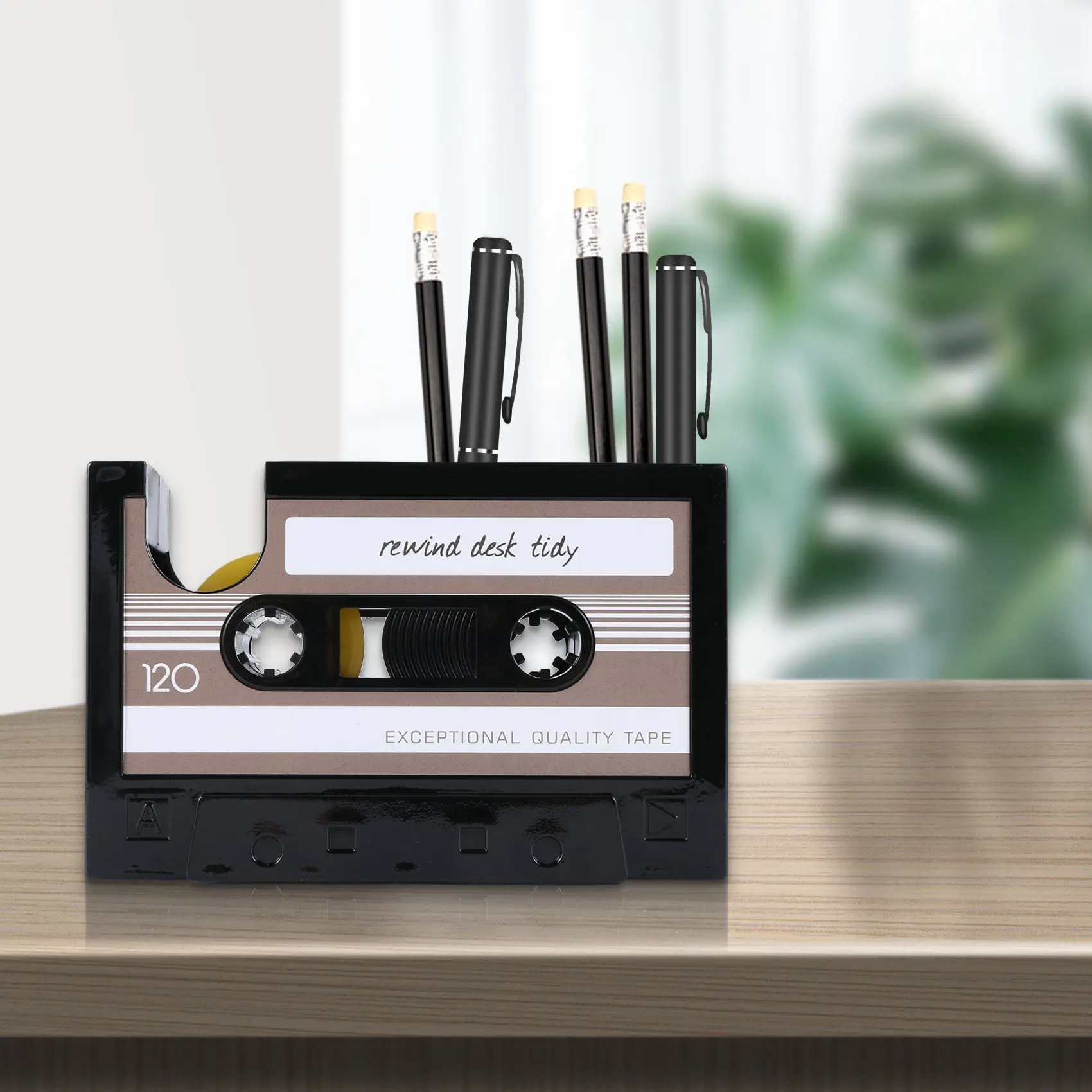 Dispenser di nastro a cassetta portapenne vaso portapenne cancelleria scrivania contenitore ordinato fornitore di cancelleria per ufficio regalo (nero)