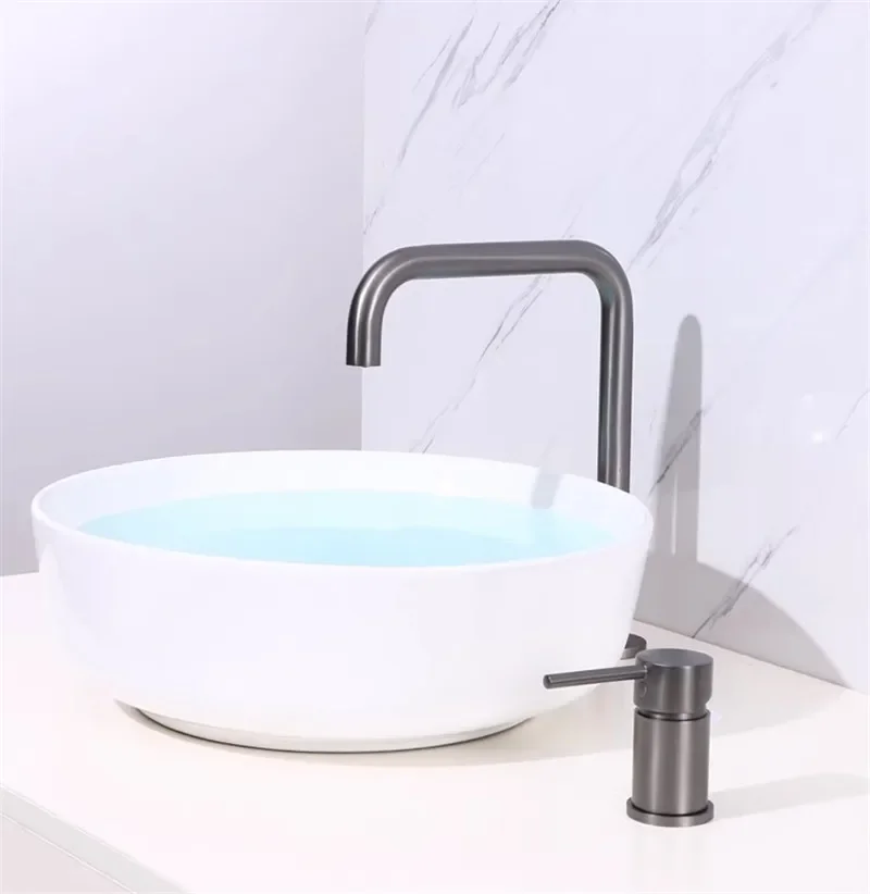 Brushed Gold Bathroom Faucet two holes Gun Grey Basin faucet Sink faucet sink tap 360 rotating widespread Black basin Tap