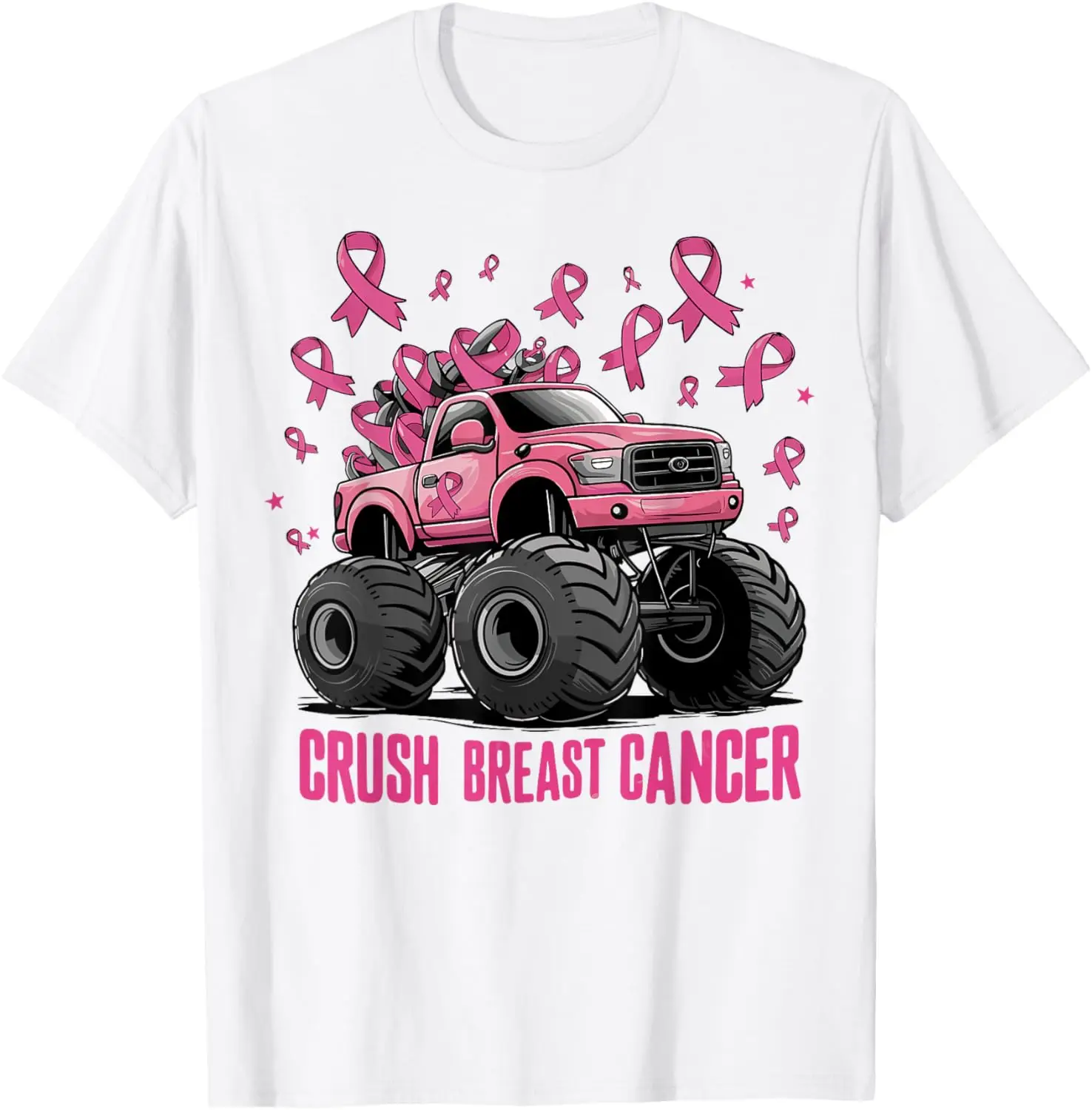 

Crush Breast Cancer Pink Ribbon Awareness Support Graphic T-Shirt