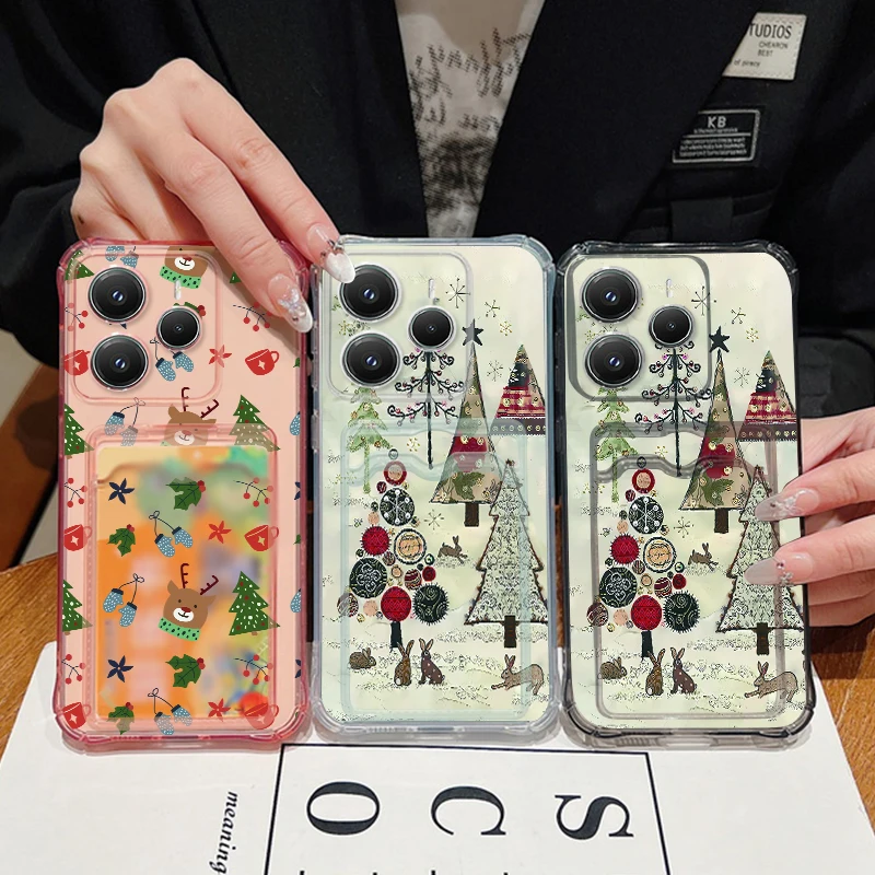 حافظة لهاتف شاومي ريدمي نوت 14 برو بلس 5G نوت 13 12 برو 14C 13C 4G شجرة عيد الميلاد مطبوعة غطاء خلفي ناعم من البولي يوريثان #1