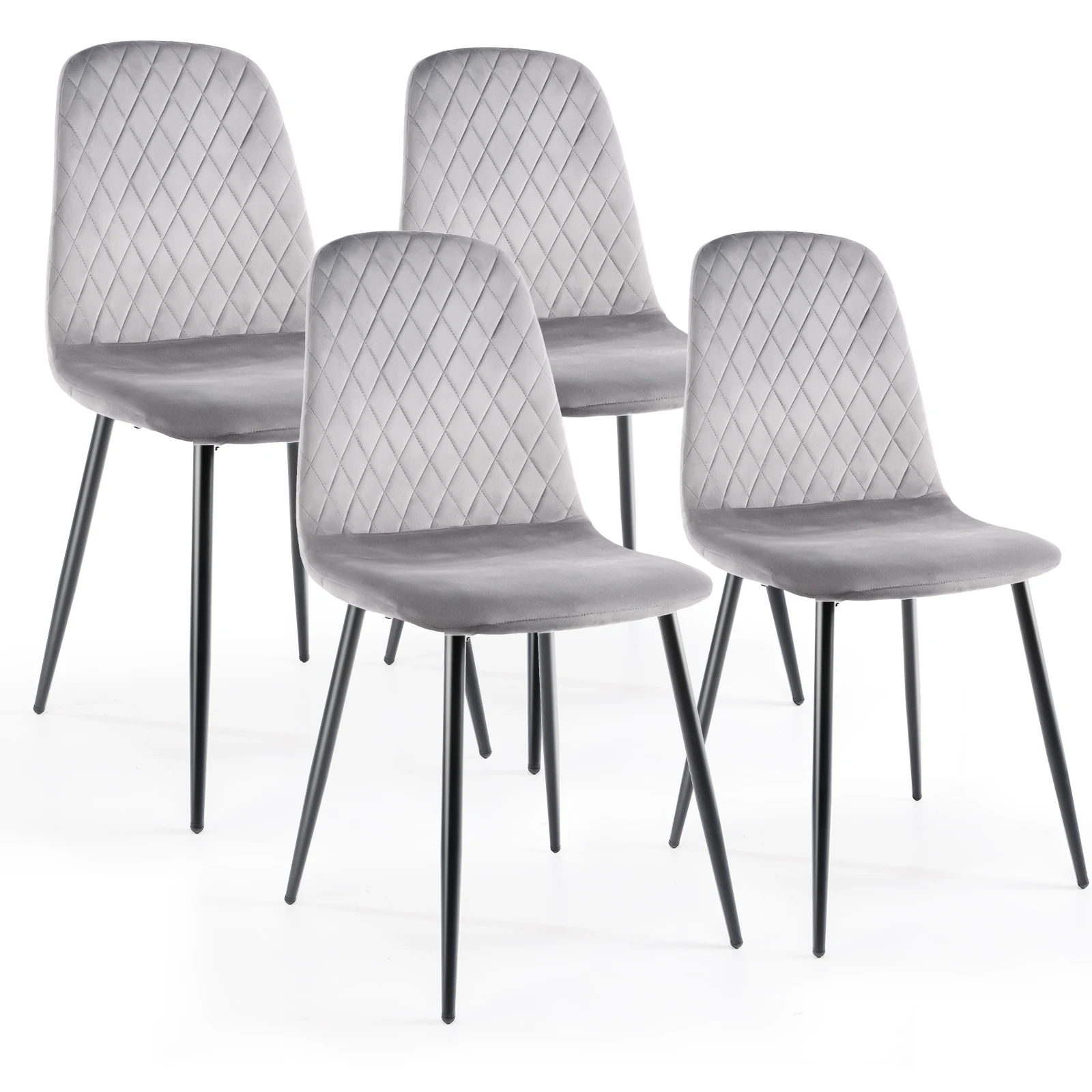 Esszimmerstühle 4er Set, Küchenstuhl mit Rückenlehne, Design Stuhl modern, Samtstuhl mit