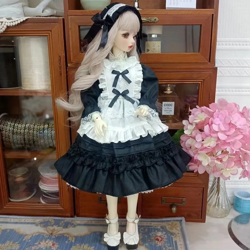 女の子用の黒と白のドレス,スカート1/3 1/4 1/6 bjd,プリンセスドレス,ブラ付き人形服セット