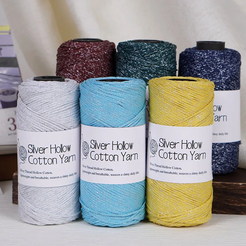 125g 2mm Silver Wire Round Stranded Colored Cotton Hand DIY Woven Medium Thick Hollow Cotton Crochet Hemp Thread hat