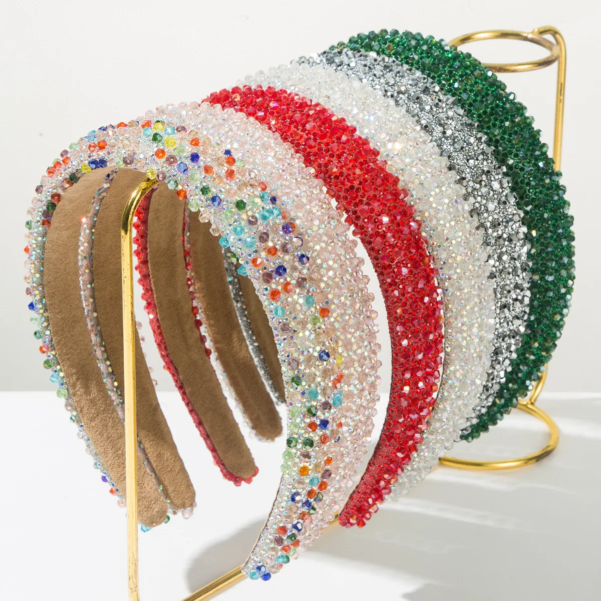 

Green Rhinestone Headband for Women Girls Crystal Headpiece Wide Head Band for Women's Hair Christmas Gifts Hair Accessories