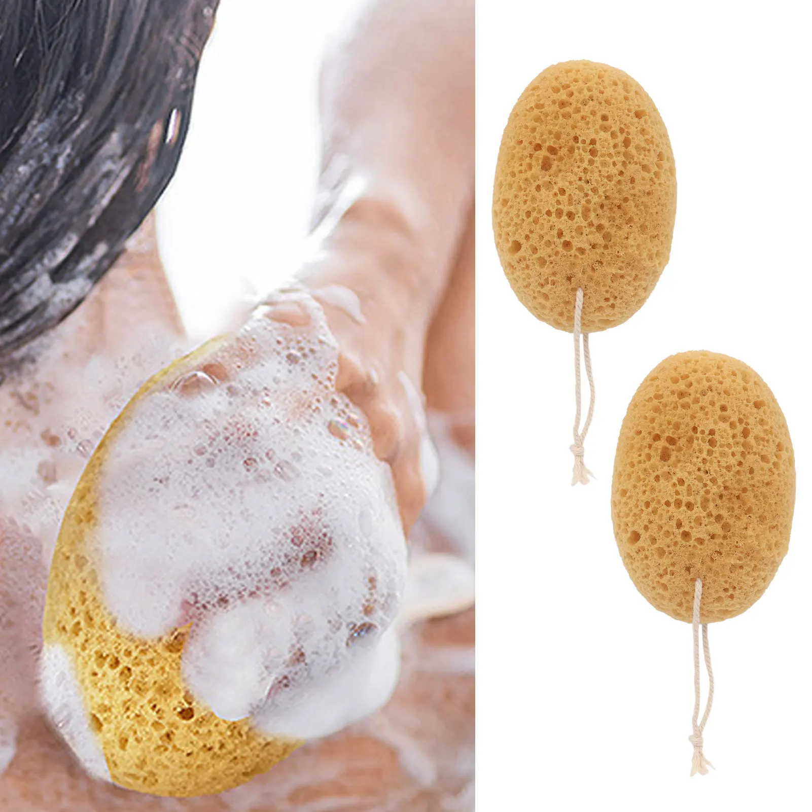 

2pcs Body Scrubber Bath Exfoliating Sponge Soft Smooth Skin Rough Texture Shower Sponge