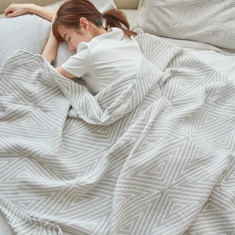 Decorative Bed Throw Blankets Scandinavian Style Muslin Gauze Bedspreads On The Beds Sofa Covers Couple Bedding Quilt 200*230cm