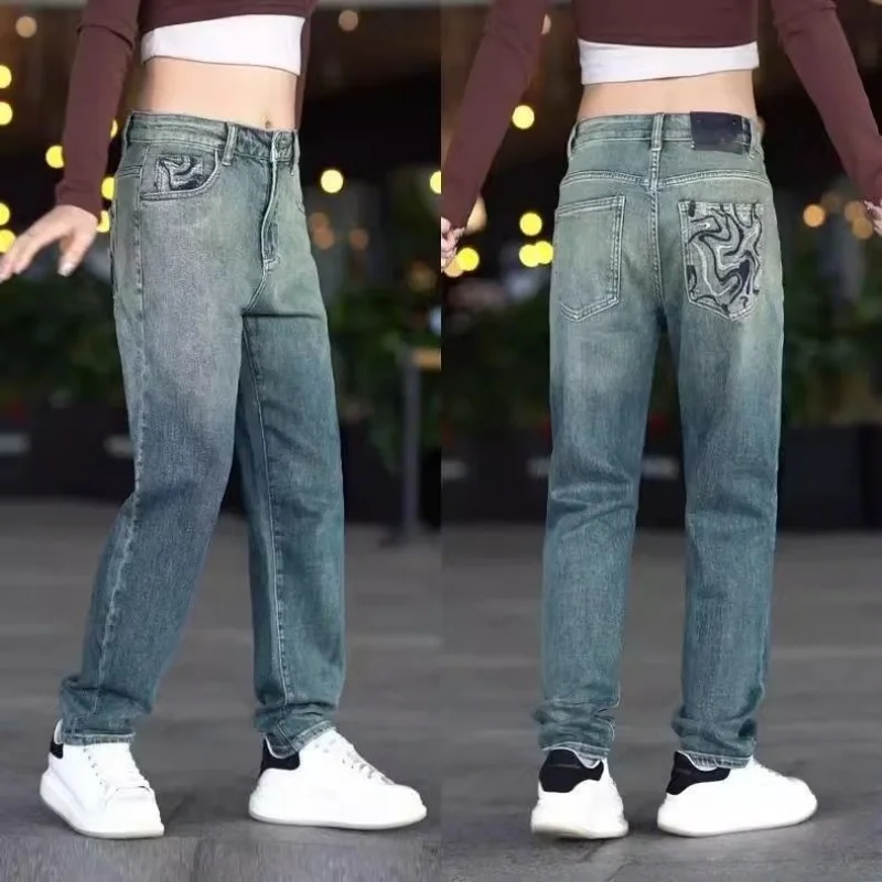 

Jeans men's Korean version versatile loose straight leg pants spring personalized casual pants men's style