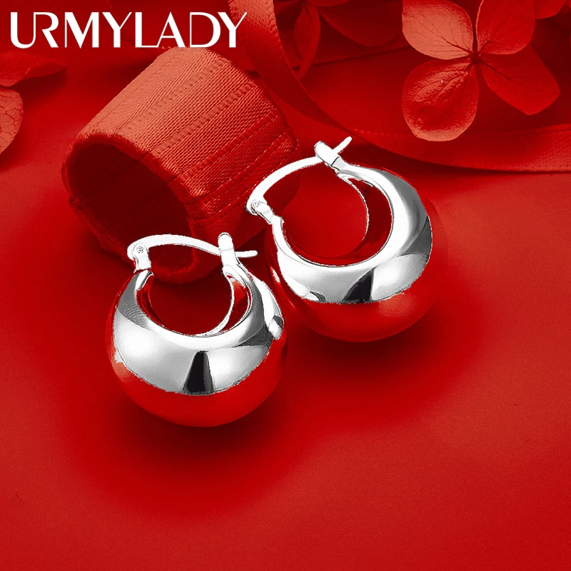 

URMYLADY 925 Sterling Silver Moon Clip Earrings For Women Luxury Wedding Engagements Party Fashion Jewelry