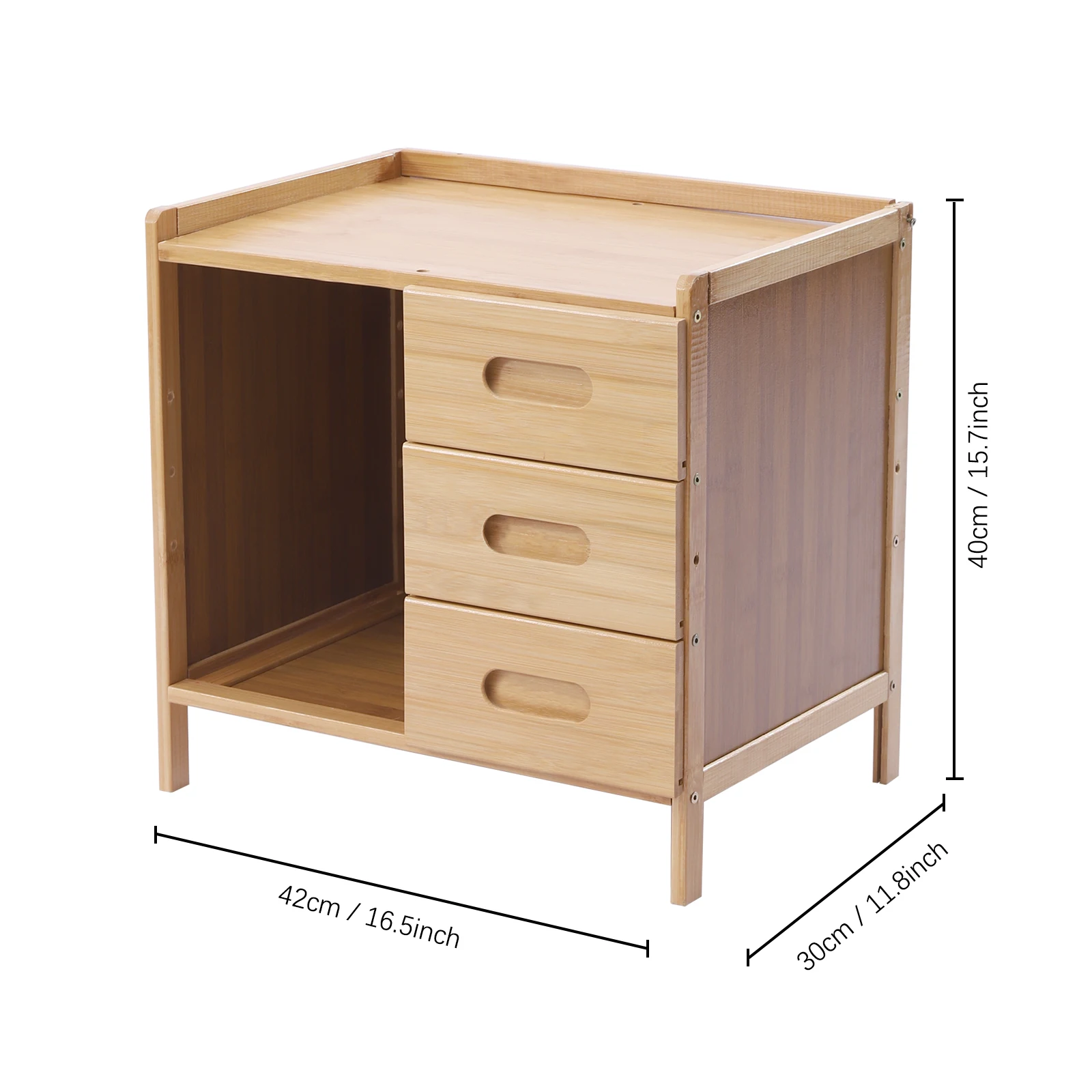 Bamboo Bedroom Nightstand with Drawers Living Room Bedside Table Sofa Side Stand Cabinet Storage Primary Color Space-saving