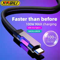 NNBILI NEW RGB Fast Charging Cable 100W Type C Cable Changing Fast Charging Cable for Xiaomi Huawei Redmi OPPO POCO Data Cable