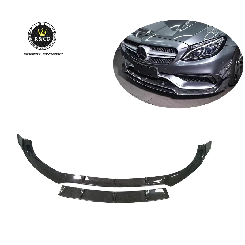 

C63 w205 Front Lip BS Style carbon fiber front bumper lip splitter spoiler for Mercedes Benz C63 W205 C-class Sedan Coupe