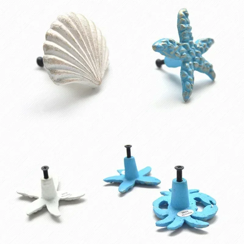 

Mediterranean Iron Knob Sea Horse Crab Shell Starfish Handle Hook Drawer Cabinet Pull Home Decor Furniture