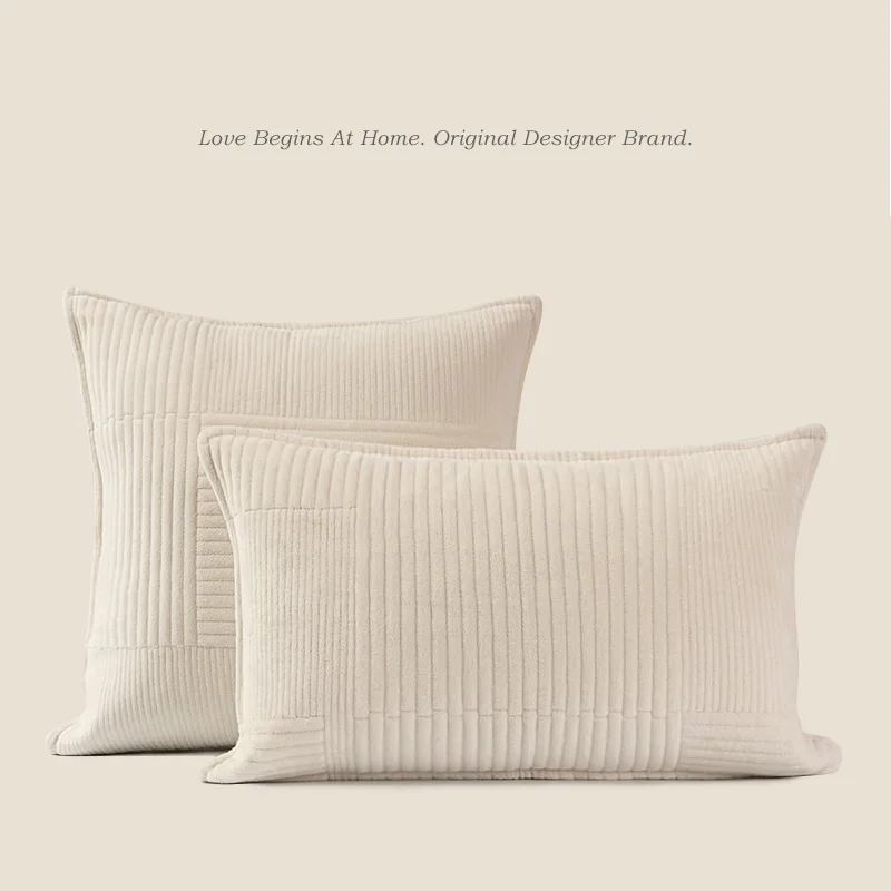 

Nordic luxury chenille quilted throw pillow living room sofa beige cushion
