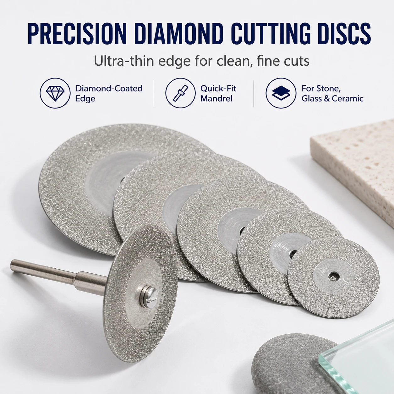 10Pcs Diamond Cutting Discs Mini Saw Blade Set with 2/3 Mandrels for Dremel Rotary Tool Glass Jade Ceramic Cut Off Wheel view 2