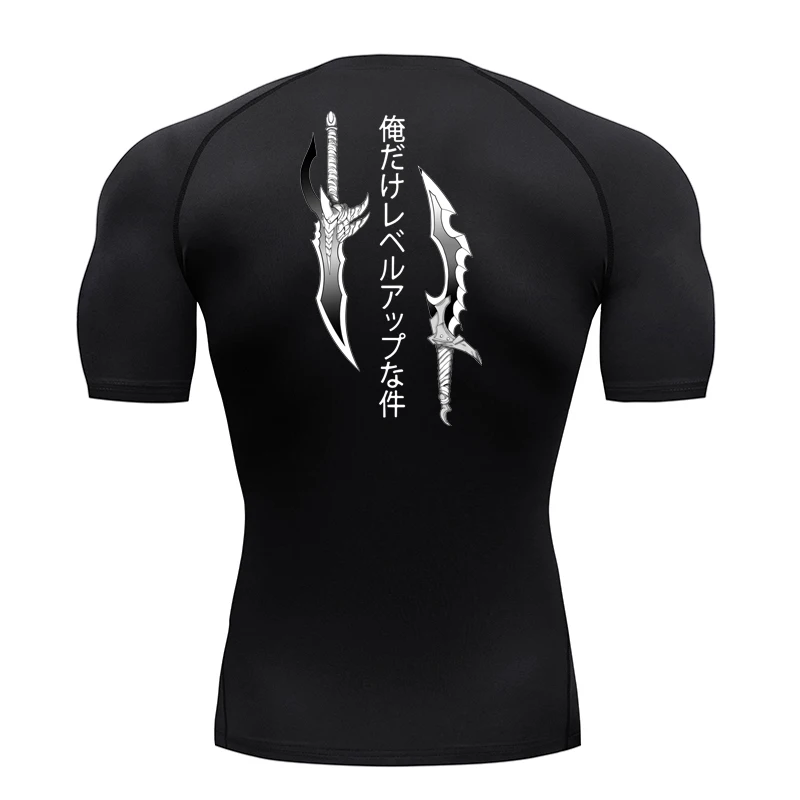 

Animated Compression T Shirt Dagger Print for Men Athletic Quick Dry Tops Rash Guard Gym Workout Running Baselayers Undershirts