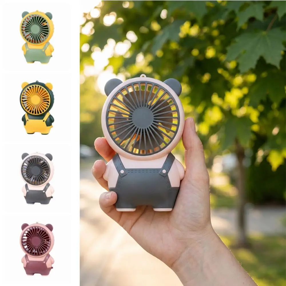 Bear Shape Desktop Mini Fan Portable Lightweight Small Electric Fan USB Rechargeable Quiet Operation Cartoon Bear Fan Home Use