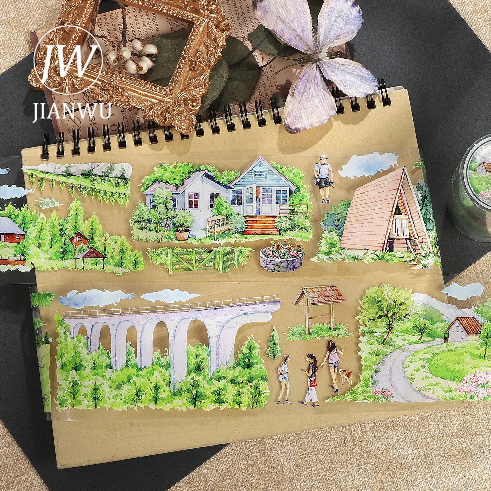 jianwu-70mm-6m-vintage-farm-tree-grassland-landscape-landscape-material-collage-scrapbooking-pet-tape-journal-stationery