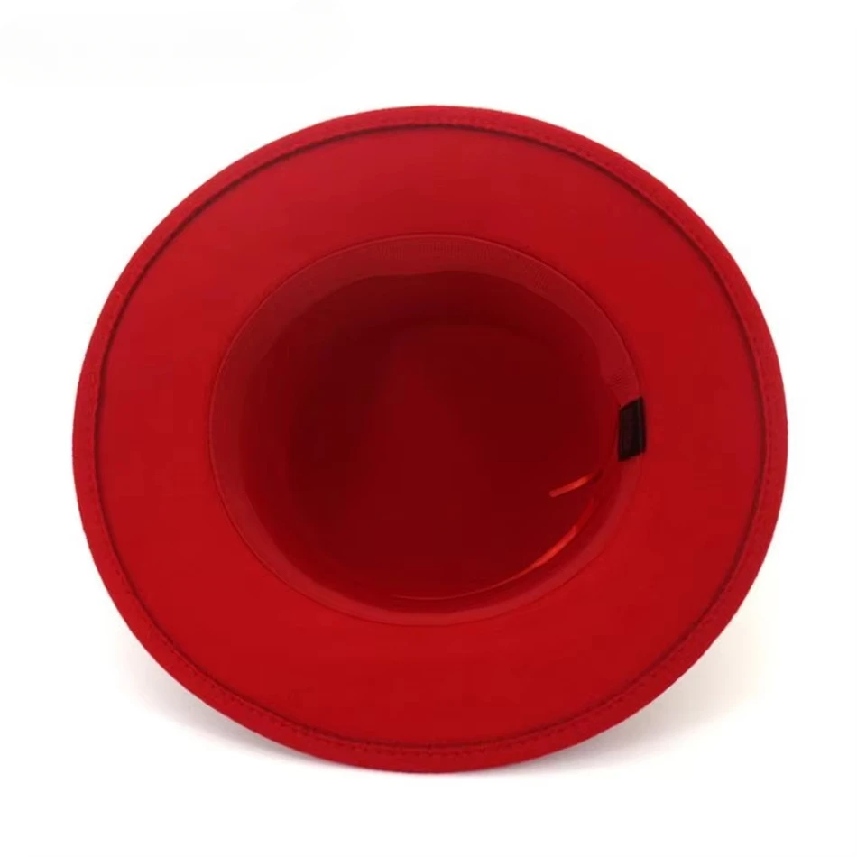 HOAREE レッドフェドーラ帽子女性のファッションデザインカンカン帽フェルト帽子とキャップフラットトップ千鳥格子柄ヴィンテージ女性帽子カーキ