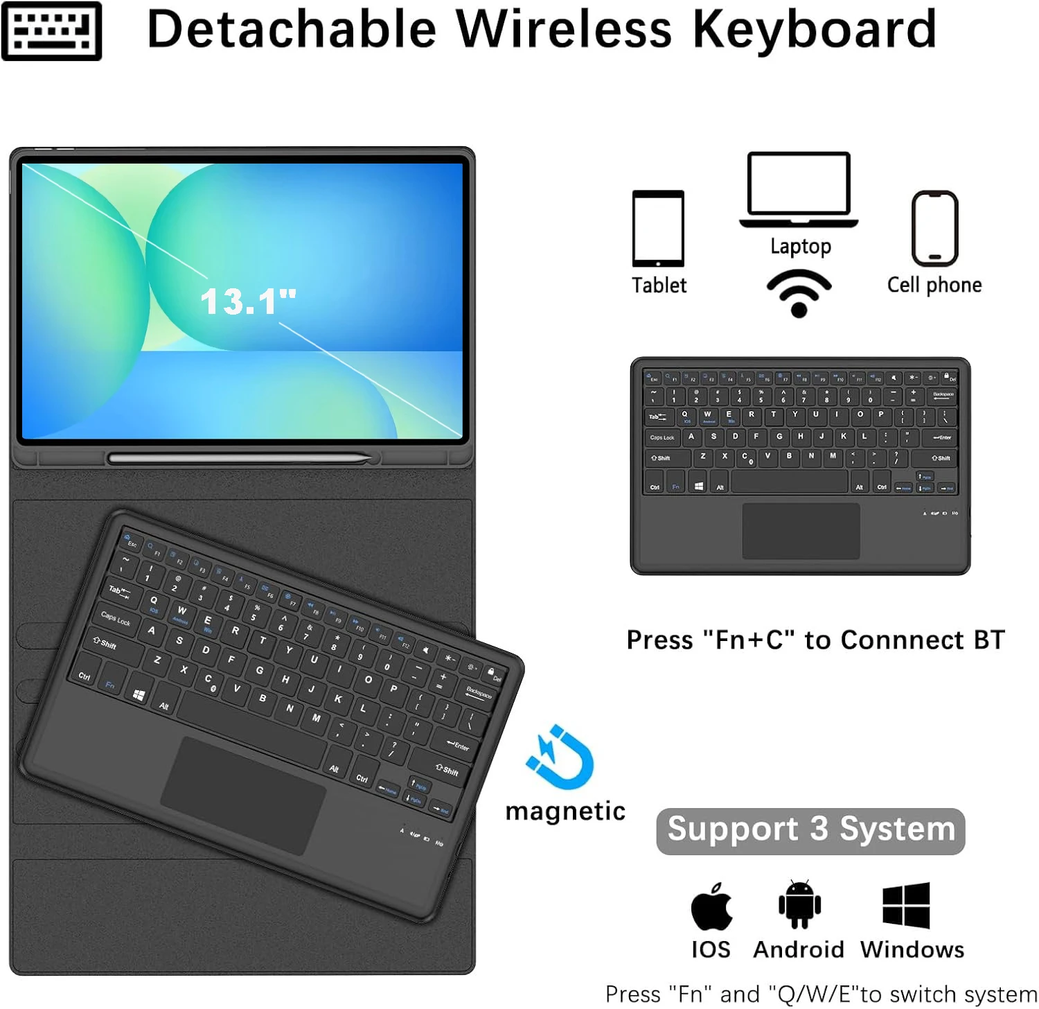 Samsung Galaxy Tab S10 FE Plus 13.1インチ用ケース、Samsung Tab S10 