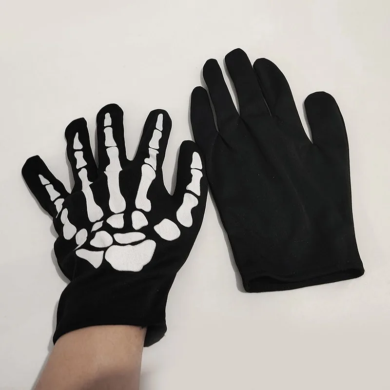 1pair Skeleton Gloves Halloween Prom Funny Holiday Party Makeup Accessories