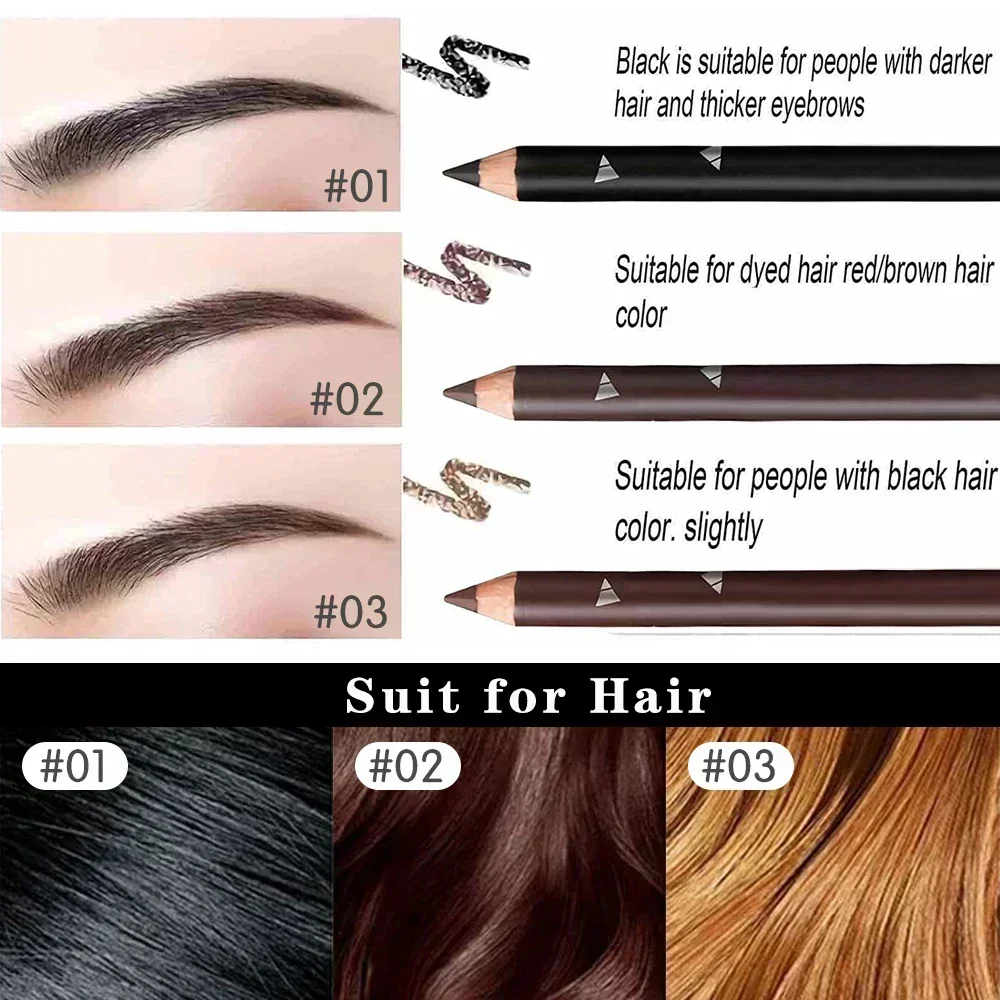 6/12 stuks wenkbrauwpotlood waterdicht professionele vrouwen oogmake-up pen gemakkelijk kleur natuurlijk zwart bruin cosmetische schoonheid wenkbrauw tool