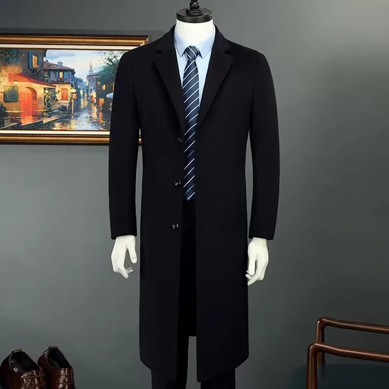 

Мужское шерстяное пальто Thiened средней длины Ele Busin Sle до колена, модная ветровка, верхняя одежда для мужчин