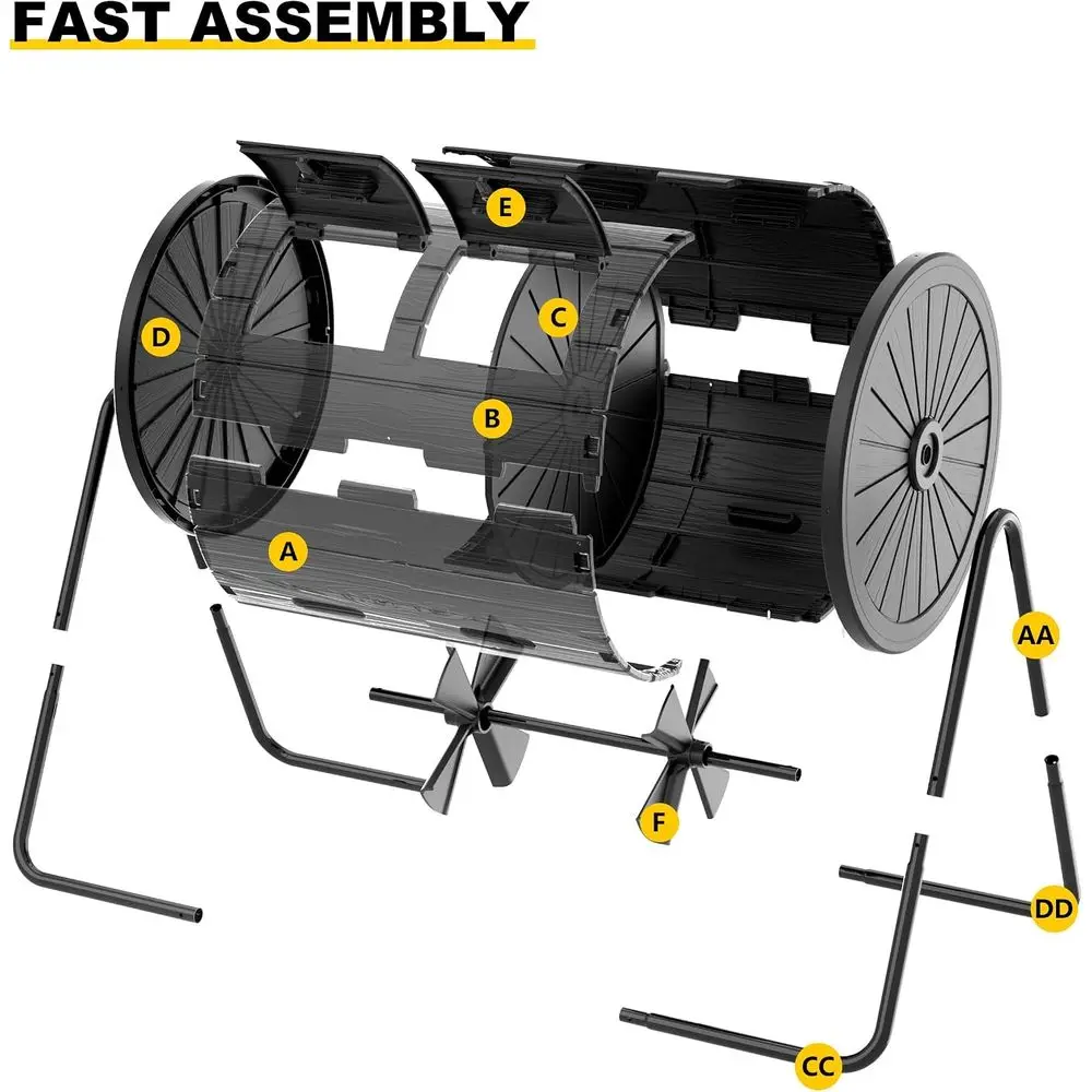 45 Gallon Dual Chamber Outdoor Tumbling Composter with Efficient Batch Composting and Easy Turn Design