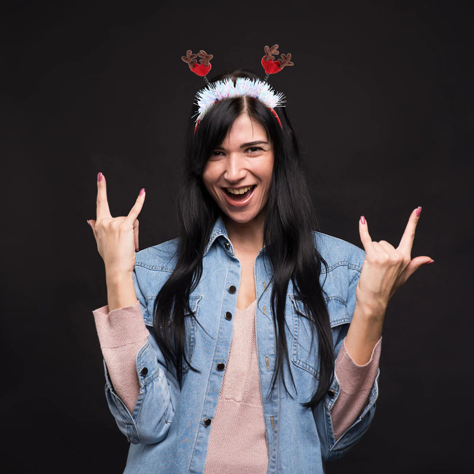 

Heart Antler Headband Xmas Reindeer Antlers Cute Christmas Party Headband Photo Prop Holiday Accessories Accessories