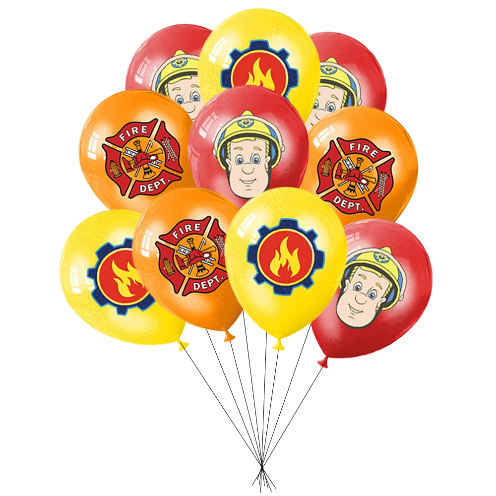 Fire Truck Birthday Party Balloon Red Yellow Orange Firefighter Fire Engine Latex Balloons Set Kids Rescue Theme Party Supplies