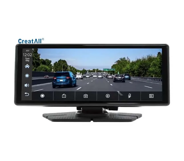 Creatall 8.1inch Port le All-in-One Car Navigation Device Wireless CarPlay Front Rear Dual Recording Dash Cam for Dashboard