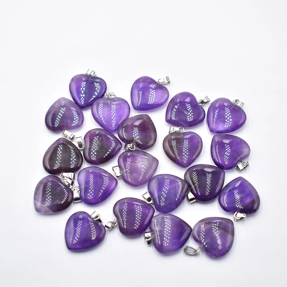 Großhandel 20 Stück/Lot 20mm FashionLove Steinperlen-Anhänger Charm Naturstein Amethyst DIY Schmuckherstellung Damengeschenk Kostenloser Versand – Detail 2