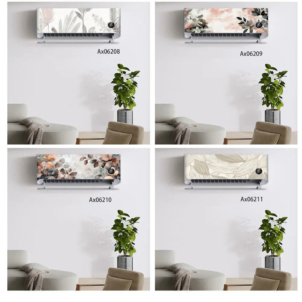 Morandi Watercolor Leaf Air Conditioner Sticker Self Adhesive for Wall Decals Home Waterproof Renovation Ornamental Stickers
