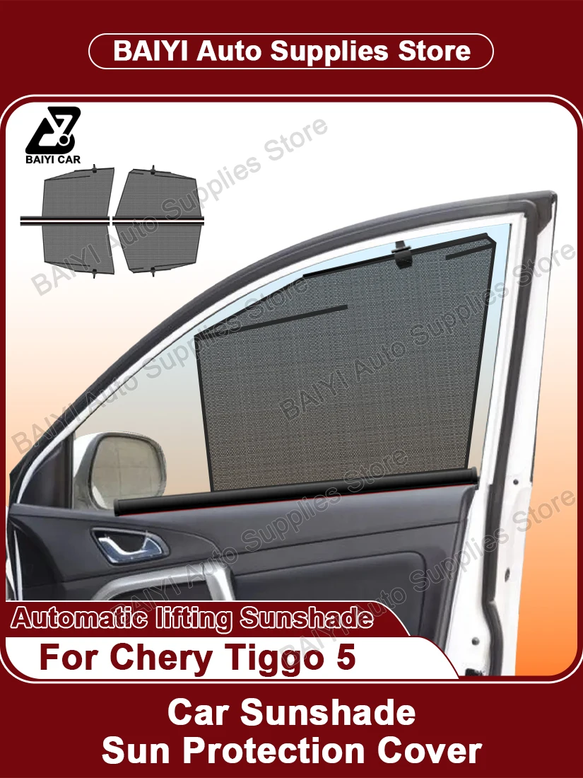لشيري تيجو 5 النوافذ الخلفية الأمامية حماية من الشمس ستارة التعتيم نافذة جانبية ظلة ستائر رفع السيارات اكسسوارات السيارات #1