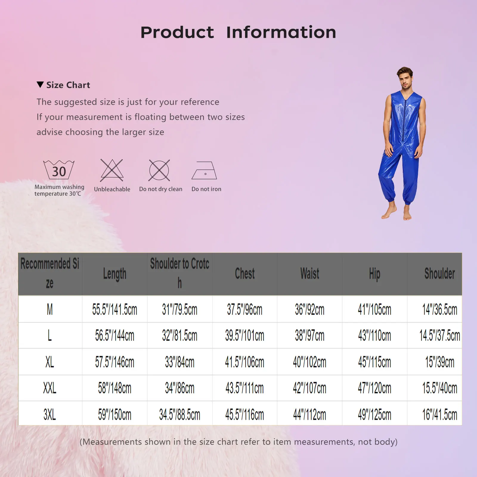 Ärmelloser, wasserdichter Bodysuit mit Reißverschluss, Arbeitskleidung für Herren, Windelüberzug, elastische Beinöffnung, adaptiver Einteiler-Overall