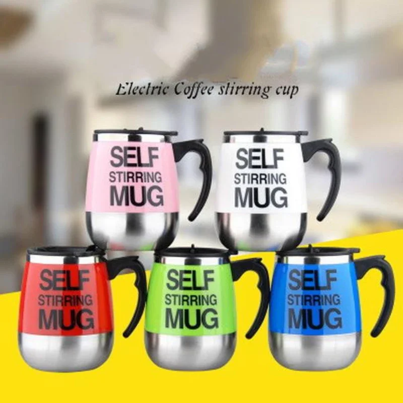 1Pc Stainless Steel Self Stirring Automatic Cover Milk Mixing Mugs Electric Lazy Smart Shaker Coffee Cup