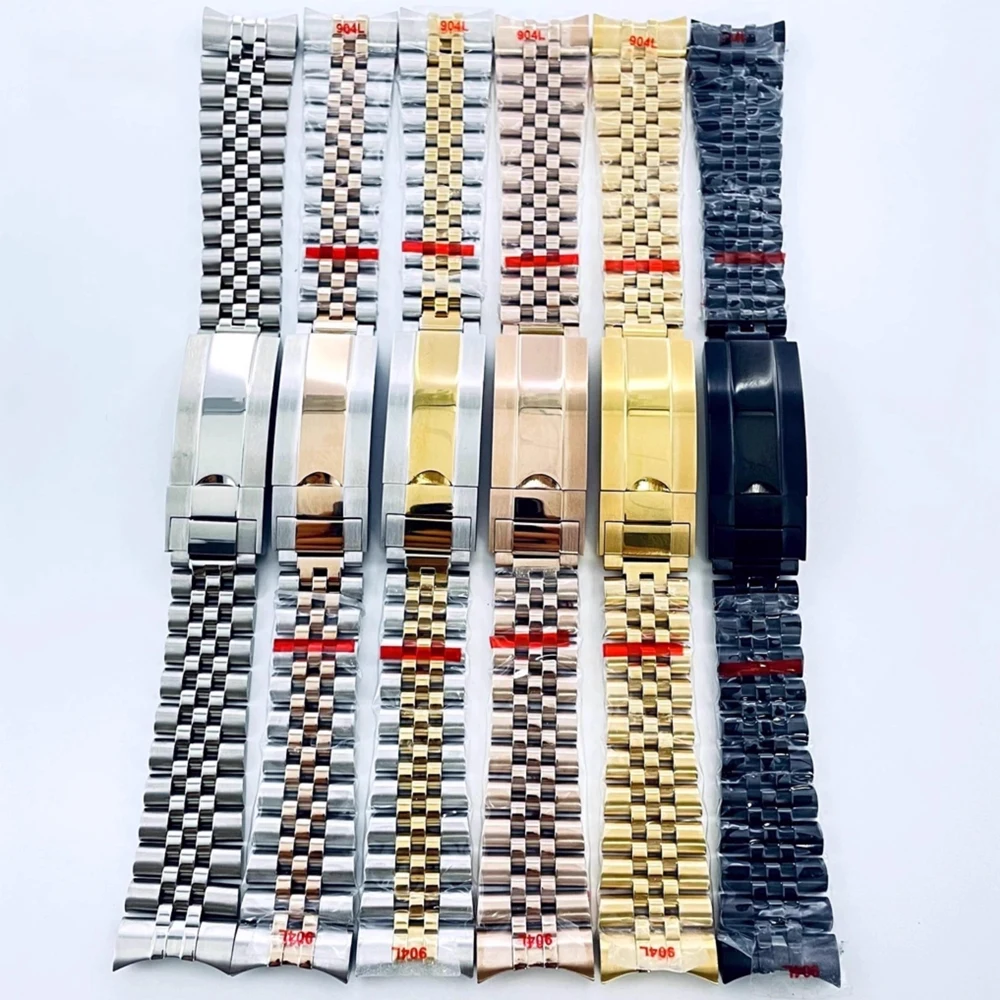 

20MM Watch Strap Solid Stainless Steel Bracelet Five-bead Folding Watchbands for 36MM/40MM Watch Case Watch Belt Band