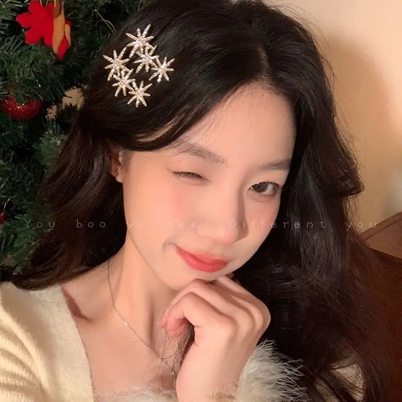 반짝이는 팔각형 별 헤어 클립 실버 골드 신부 웨딩 파티 헤어핀 우아한 라인스톤 헤어 액세서리 여성 소녀용