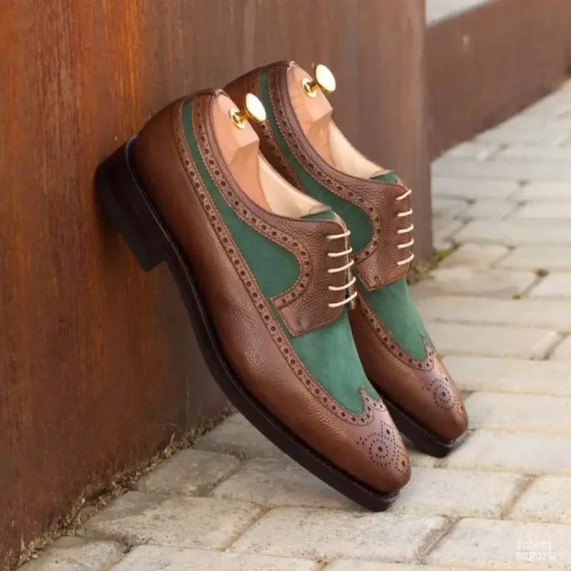 

Customized Brogue Leather Shoes Men's Large Size Derby Le fu Shoes Business Formal Occupational Office Leather Shoes PX070