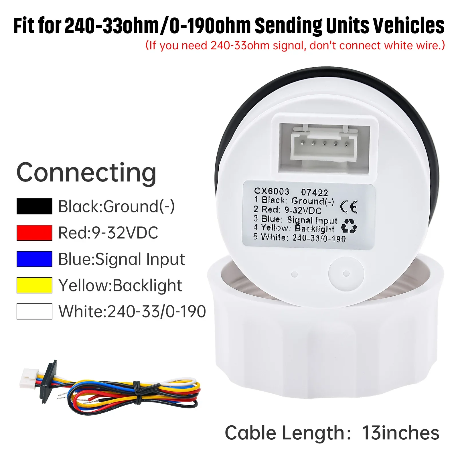 متعددة الوظائف مقياس الوقود/مقياس مستوى الماء الفولتميتر ضغط الزيت متر مقياس مياه الصرف الصحي الأحمر الخلفية سيارة متر 12 فولت 24 فولت