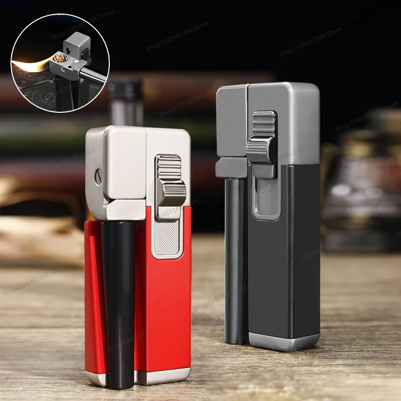 For Metal Folding Pipe Integrated Inflatable Oblique Flame Open Flame Lighter Gift Box Wholesale