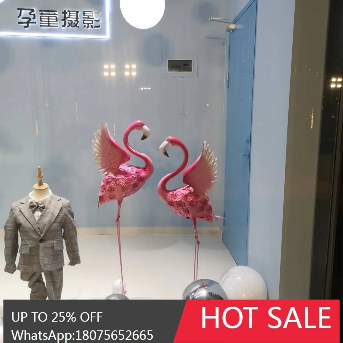 HLZ Flamingo Large Ornament Floor-standing Balcony Courtyard Garden Window Decoration Scene Wedding Prop