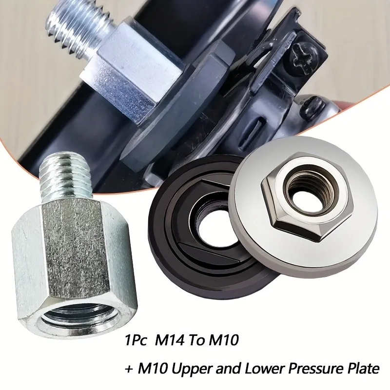 M14 to M10 Thread Adapter Set – 3PC Metal, with 2 Flanges for Angle Grinder Discs