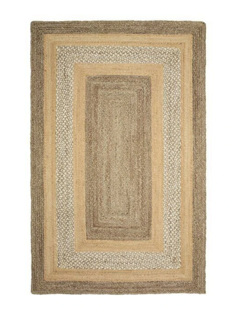 Natural Jute Rag Rugs Beautiful Handmade Indian Handwoven Carpet for Living Room Ribbed Solid Area Rug Home Bedroom Decor