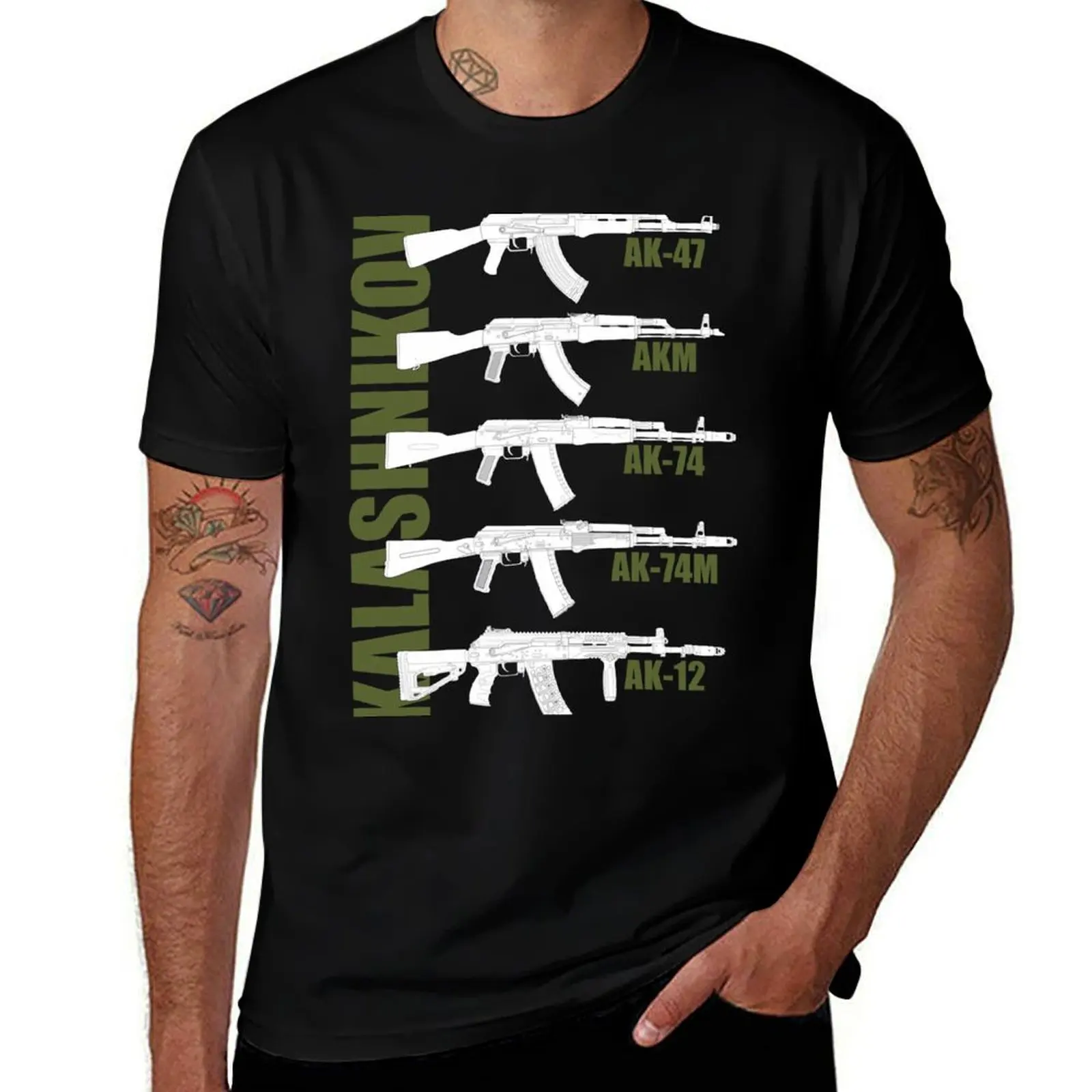 

Generation of the Kalashnikov Assault Rifle (white version) T-Shirt man t shirt luxury mens graphic t shirts T-Shirt