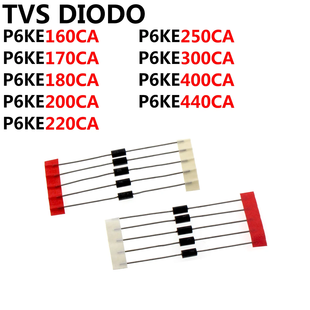 100PCS TVS DIODE P6KE160CA P6KE170CA P6KE180CA P6KE200CA P6KE220CA P6KE250CA P6KE300CA P6KE400CA P6KE440CA