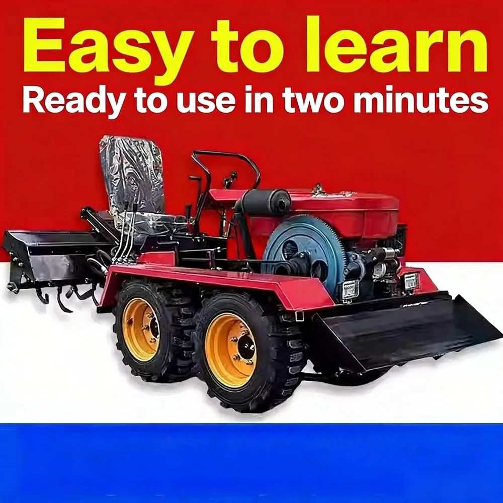 New Crawler Four-Wheel Drive Ride-on Micro-tiller Duty Multi-functional Rotary Tiller for  Field Greenhouse Dry Field(deposit)