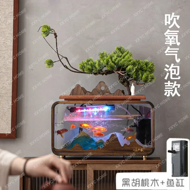 L Creative small fish tank, flowing water ornament, circulating water, new Chinese living room, TV cabinet, desktop home